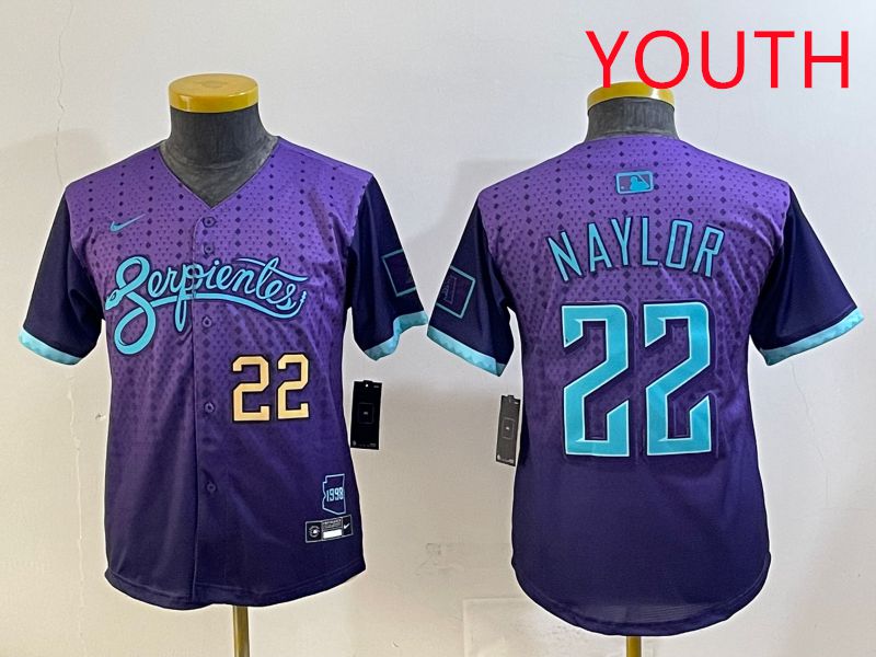 Youth 2025 Arizona Diamondback 22 Naylor Purple Joint Name Nike MLB Jersey style 3